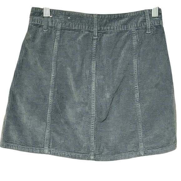 American Eagle High Rise A Line Zip Front Y2K Corduroy Blue Gray Mini Skirt - Picture 7 of 11